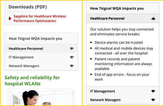 Image shows; 7signal jQuery accordion menu