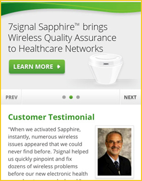 Image shows: 7signal mobile site with slider