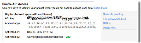 Obtain Google Maps API key