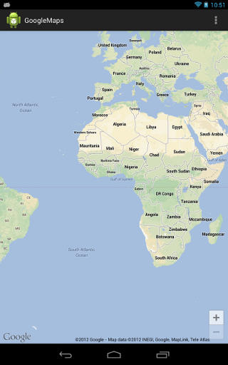 Google Maps displayed in Android app
