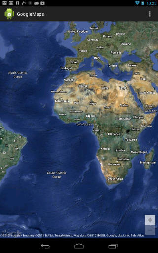 Hybrid Google Map displayed in Android app