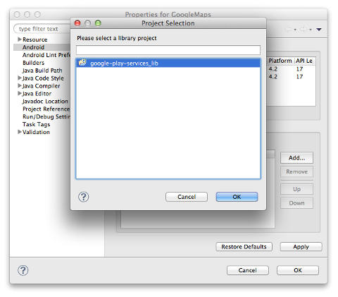 Android library selection dialog