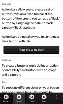 Adding the action bar at the bottom of the BB10 device screen Adding the action bar at the bottom of the BB10 device screen.