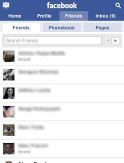 Facebook's mobile site