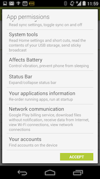 Facebook permissions on Android