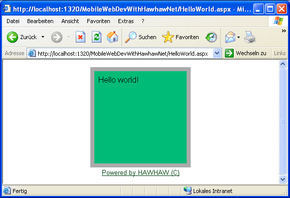 Screenshot HelloWorld