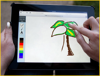 Image shows: a picture being drawn using a finger on a touchscreen Image shows: a picture being drawn using a finger on a touchscreen