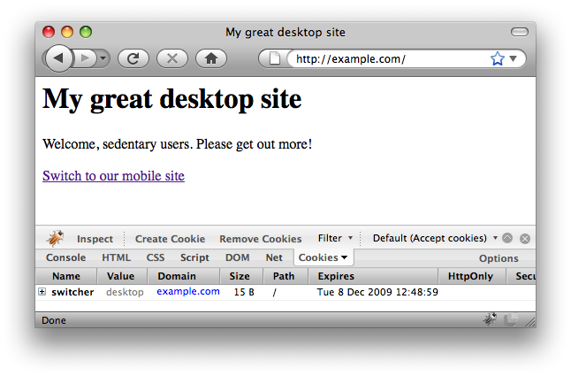 Desktop user agent, desktop site