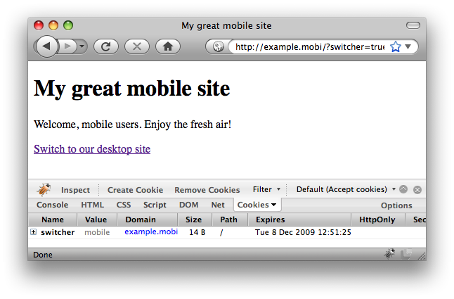 Desktop user agent, mobile site