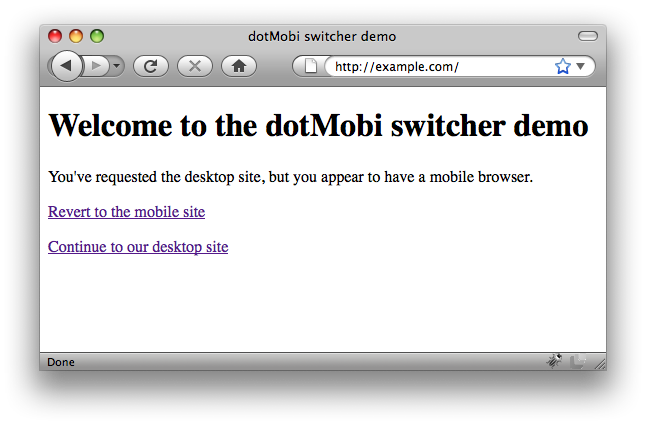 Mobile user agent, interstitial on desktop site
