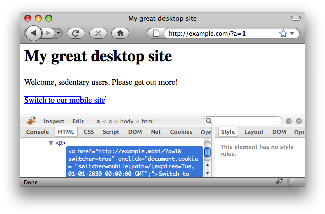 Preserving URLs through the switcher